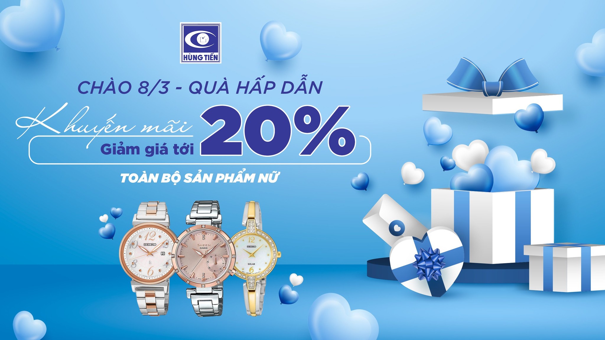 Khuyến mãi chào 8/3: Giảm giá lên tới 20% toàn bộ sản phẩm đồng hồ nữ